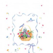 BASKET OF FLOWERS AND BIRD